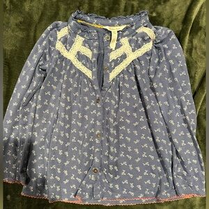 Matilda Jane Blue Button Down Shirt with White Accents